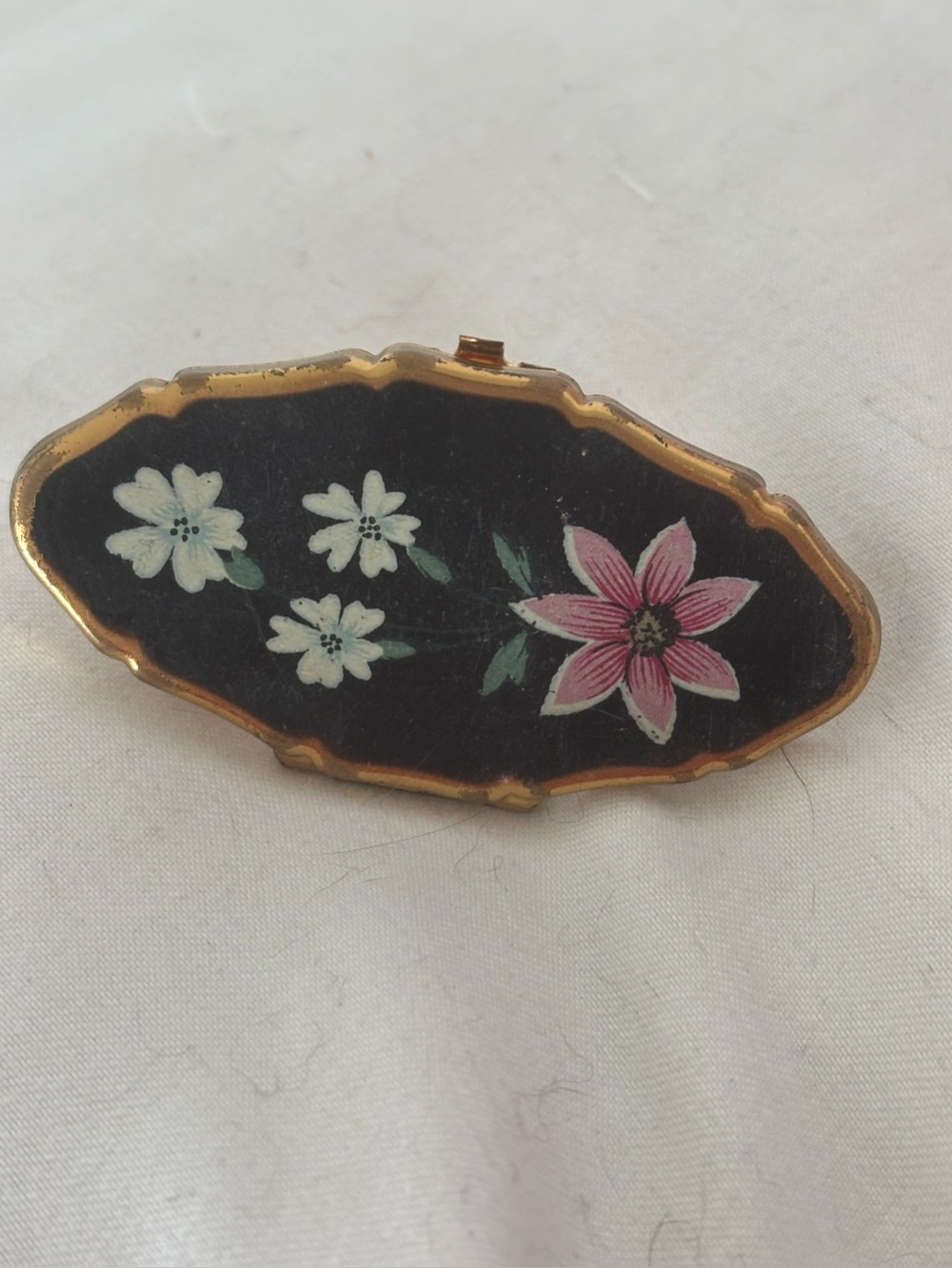 Floral Enamel Stratton Lipstick Compact